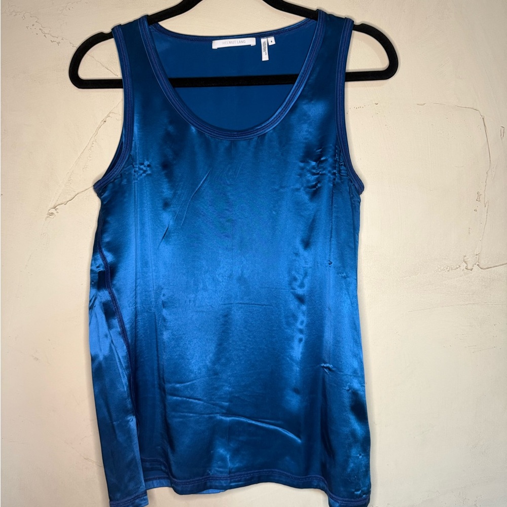 Satin Blue Helmut Lang Tank Top